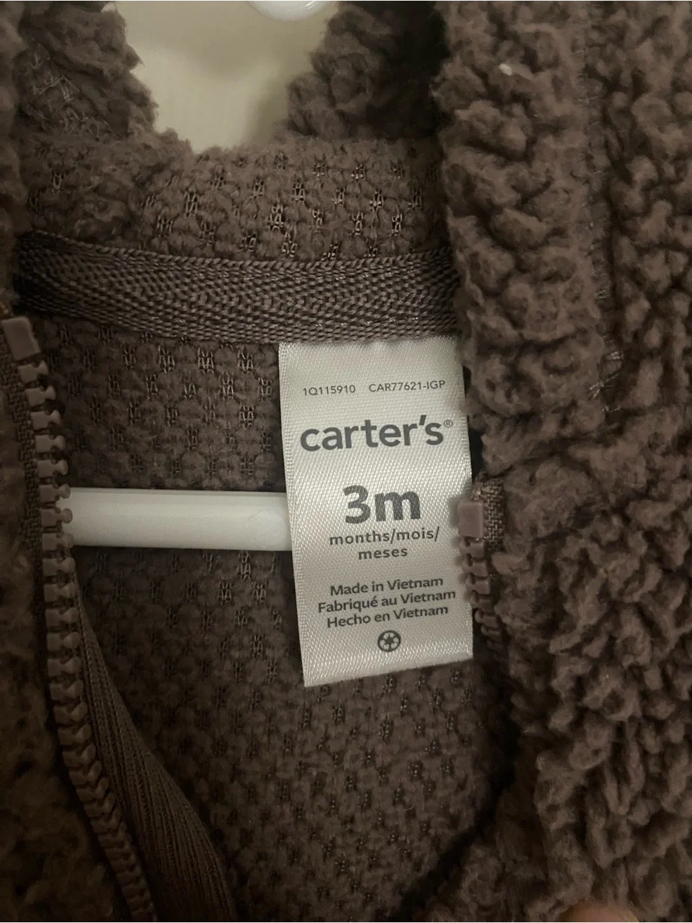 Carter's Taupe Teddy Sherpa Hooded One-Piece